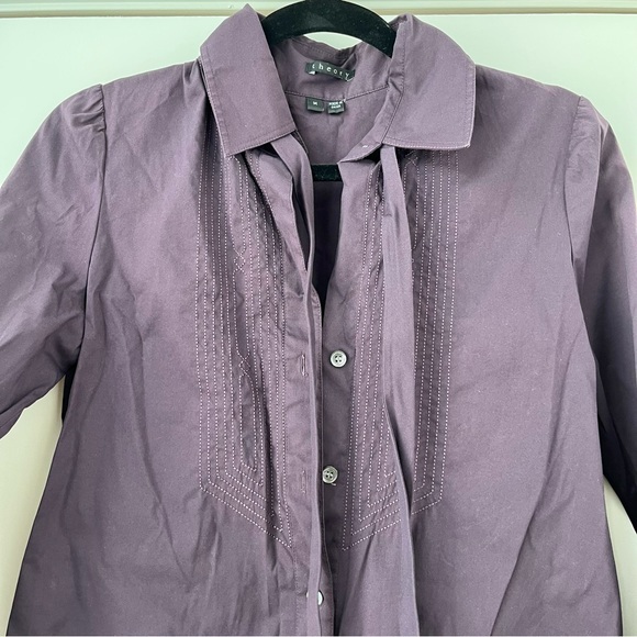 Theory purple button up top blouse M - Picture 2 of 8